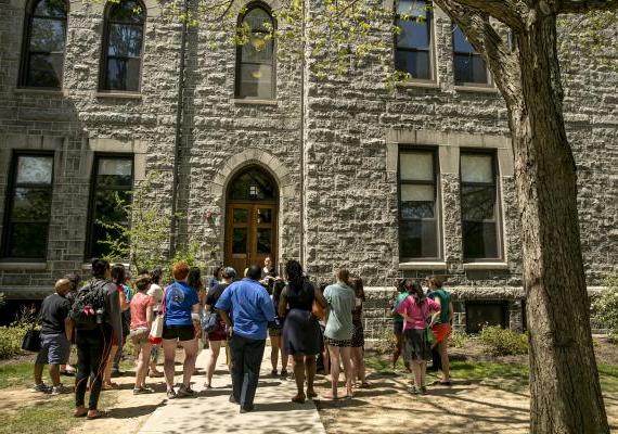 Tour Group in Front of Building